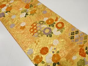 雪輪に枝垂れ桜・花丸模様織り出し　袋帯